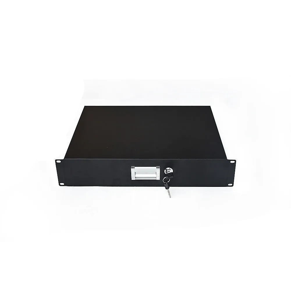 19" Rack Mount 2U Steel Plate DJ Drawer Equipment Cabinet Locking Lockable