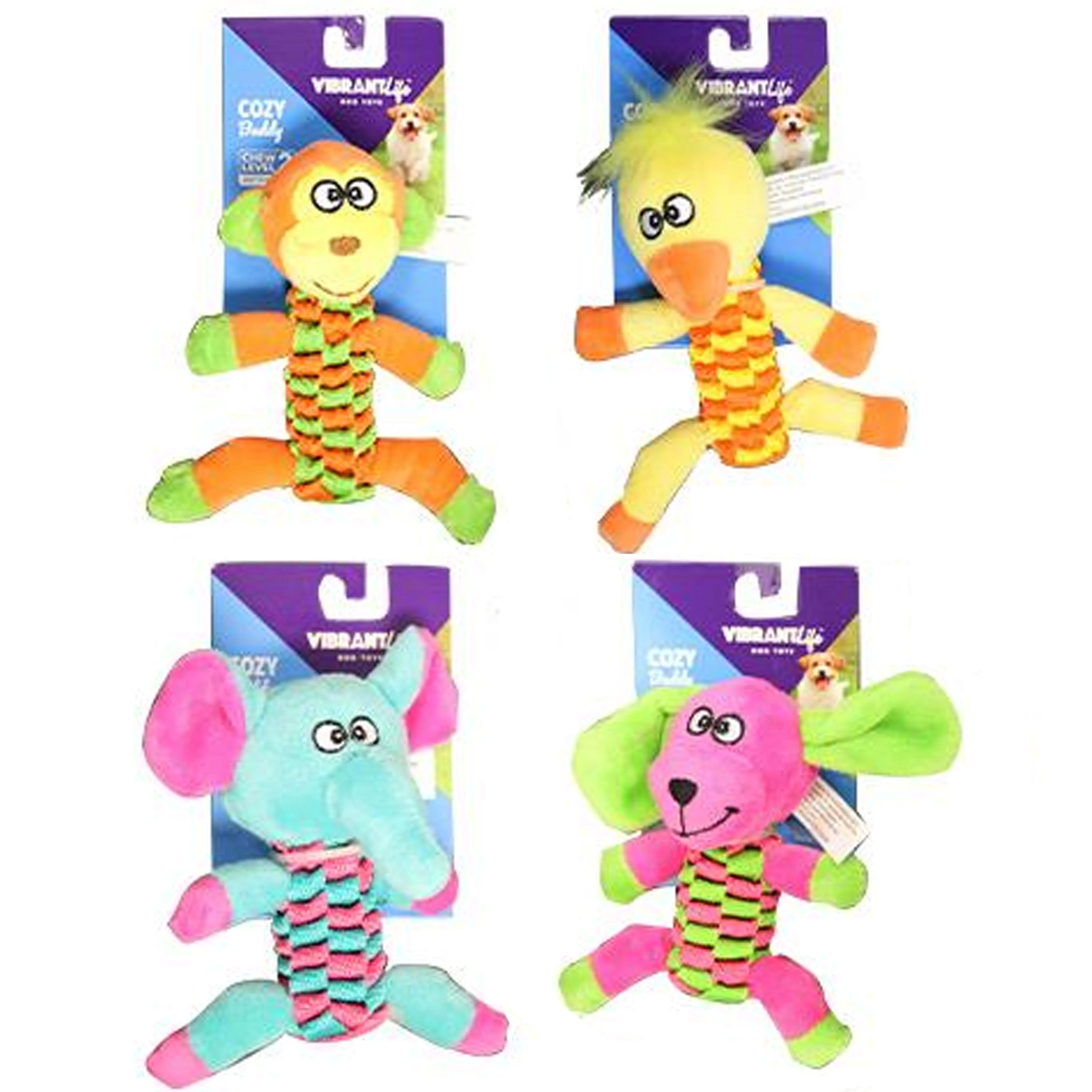 2 Pc Cute Squeaky Dog Chew Toy Plush Puppy Pet Light Chewer Animal Teething Rope