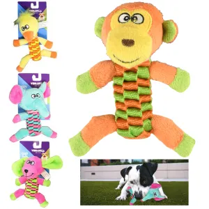 2 Pc Cute Squeaky Dog Chew Toy Plush Puppy Pet Light Chewer Animal Teething Rope