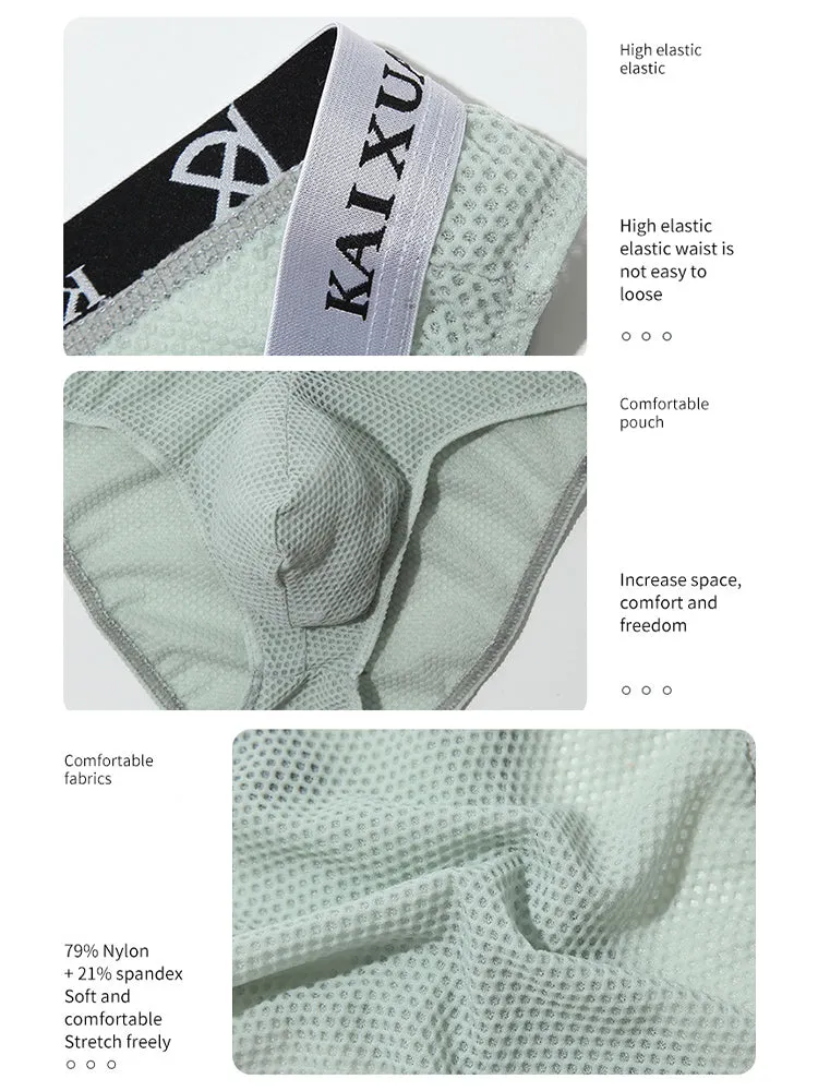 3 Pack Men's Soft Skin-Friendly Ice Silk Thin Low-Rise Briefs