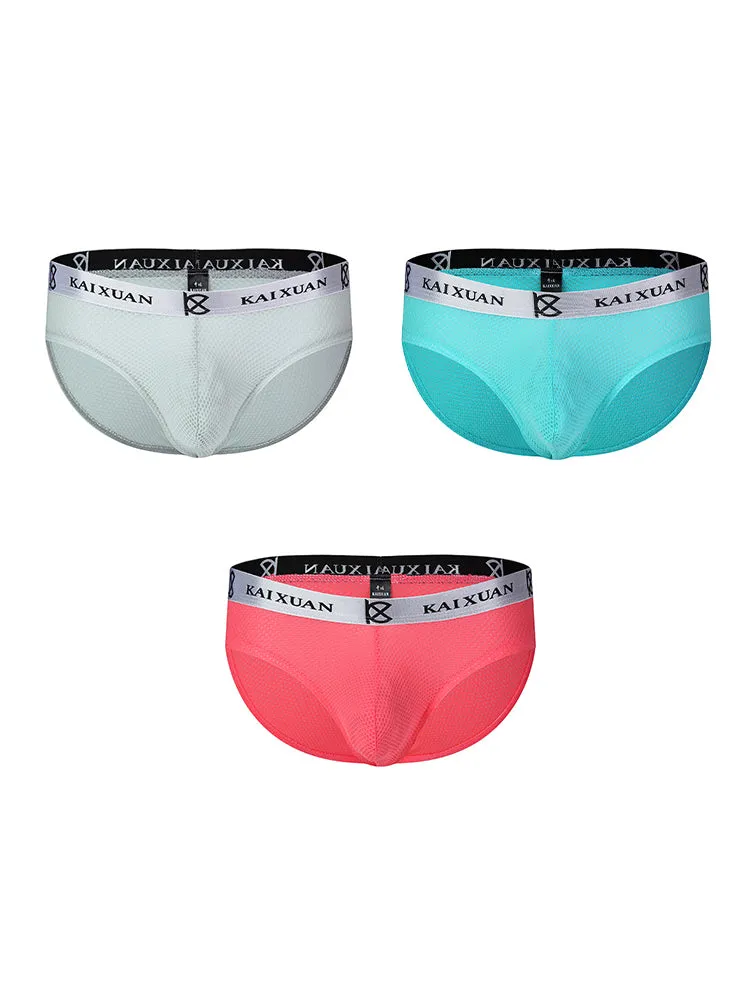 3 Pack Men's Soft Skin-Friendly Ice Silk Thin Low-Rise Briefs