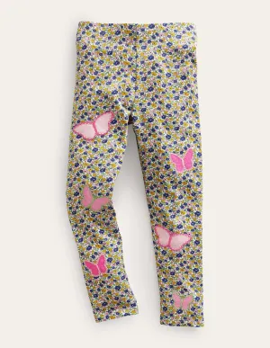 Appliqué Leggings-Multi Floral Butterfly