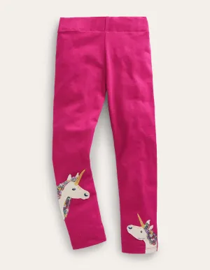 Appliqué Leggings-Penelope Pink Animals