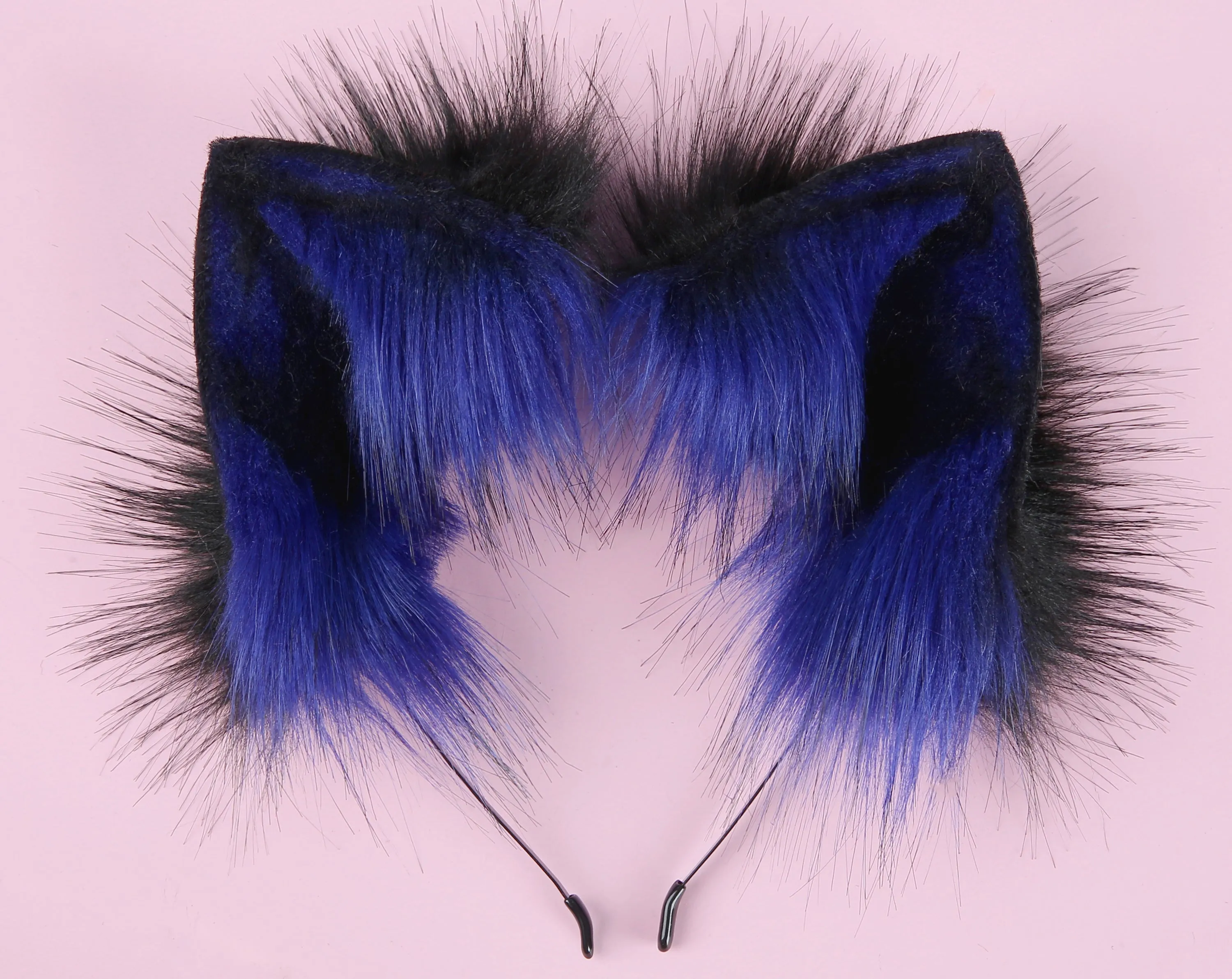 blue black tug tail plug and ear set fluffy fox tail butt plug and ear set wolf tail buttplug sex toy bdsm cat tail bondage petplay
