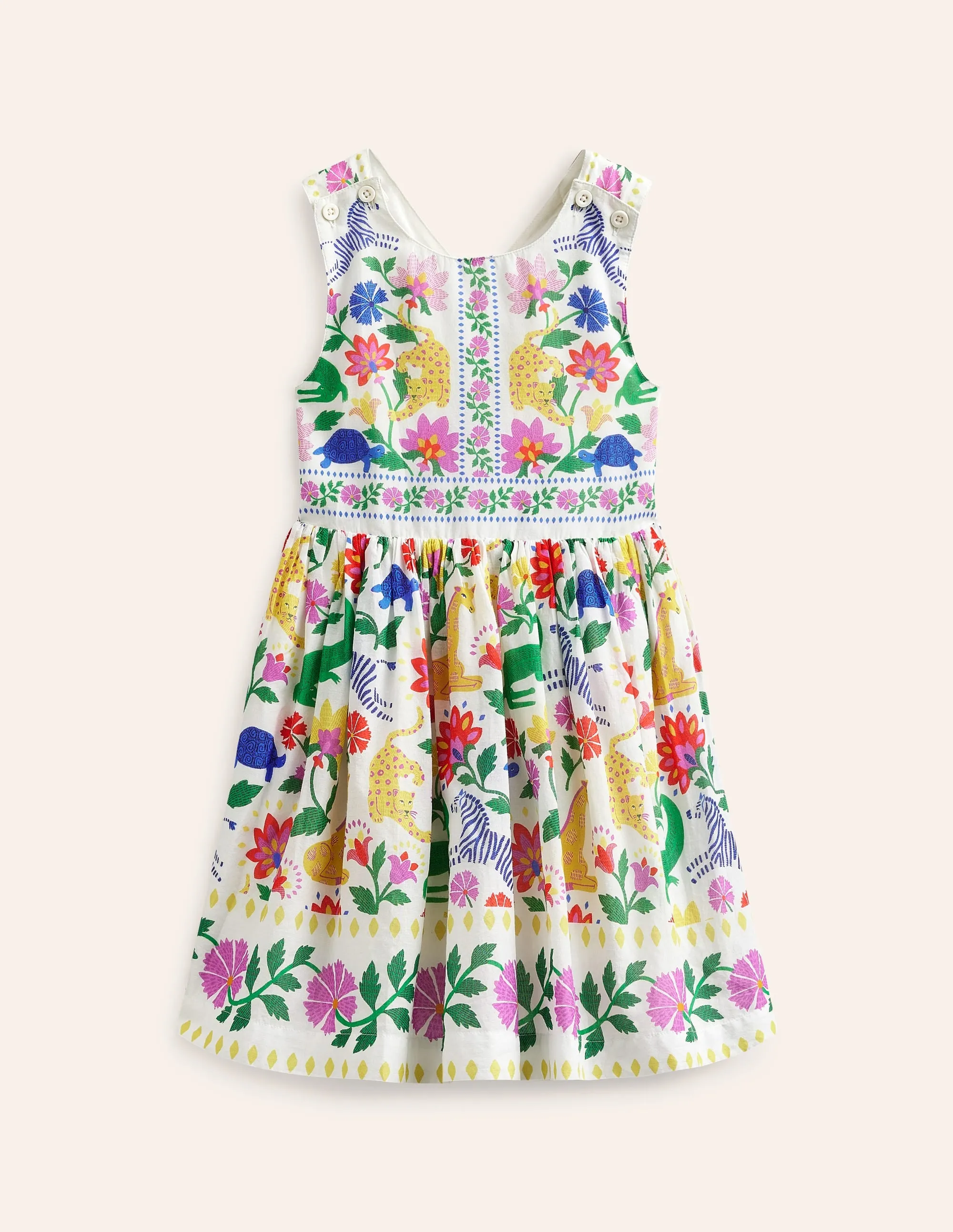 Cross-Back Dress-Multi Safari Floral