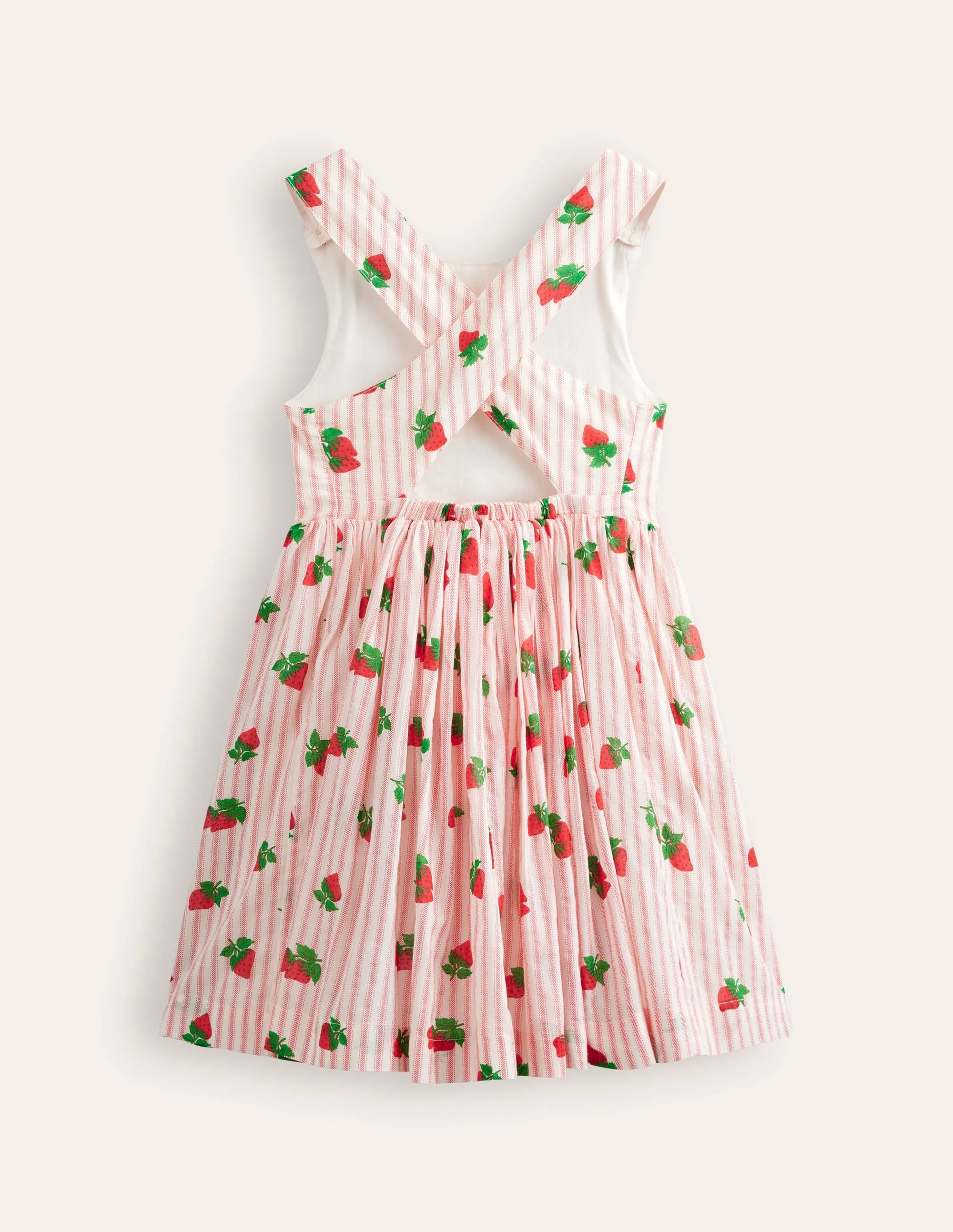 Cross-Back Dress-Vintage Strawberry Stripe