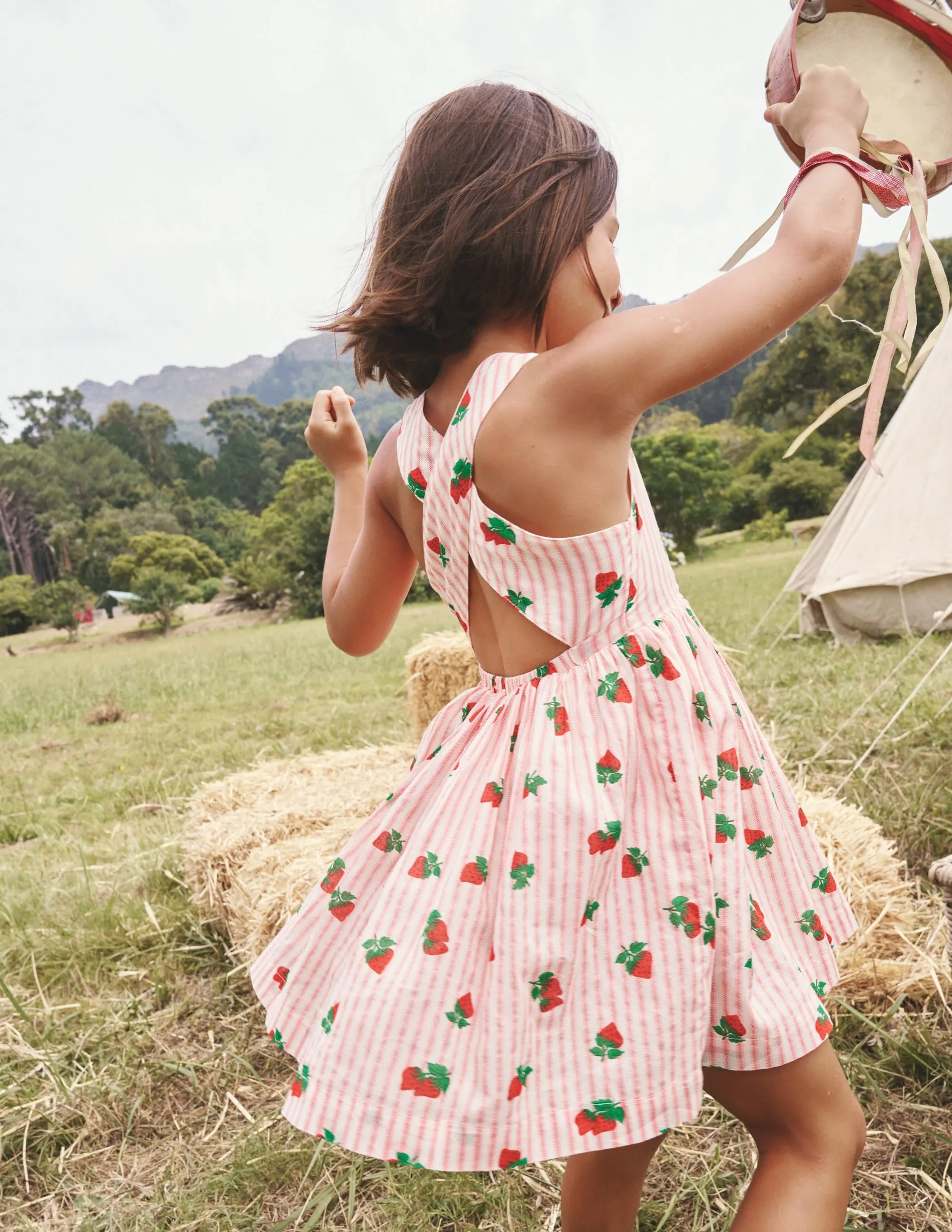 Cross-Back Dress-Vintage Strawberry Stripe