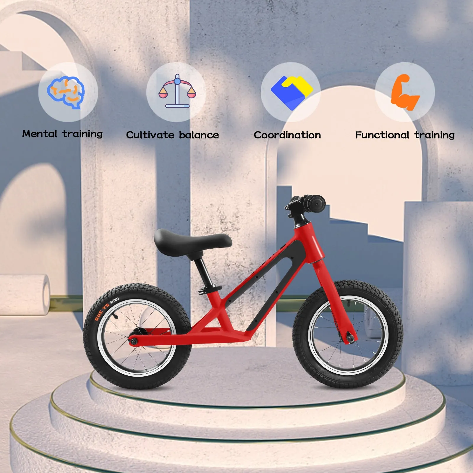 ECARPAT Balance Bike, Magnesium Alloy Frame Toddler Bike,Lightweight Sport Training Bicycle with 12" Rubber Foam Tires,Adjustable Seat for Kids Ages 1-5 Years Old.