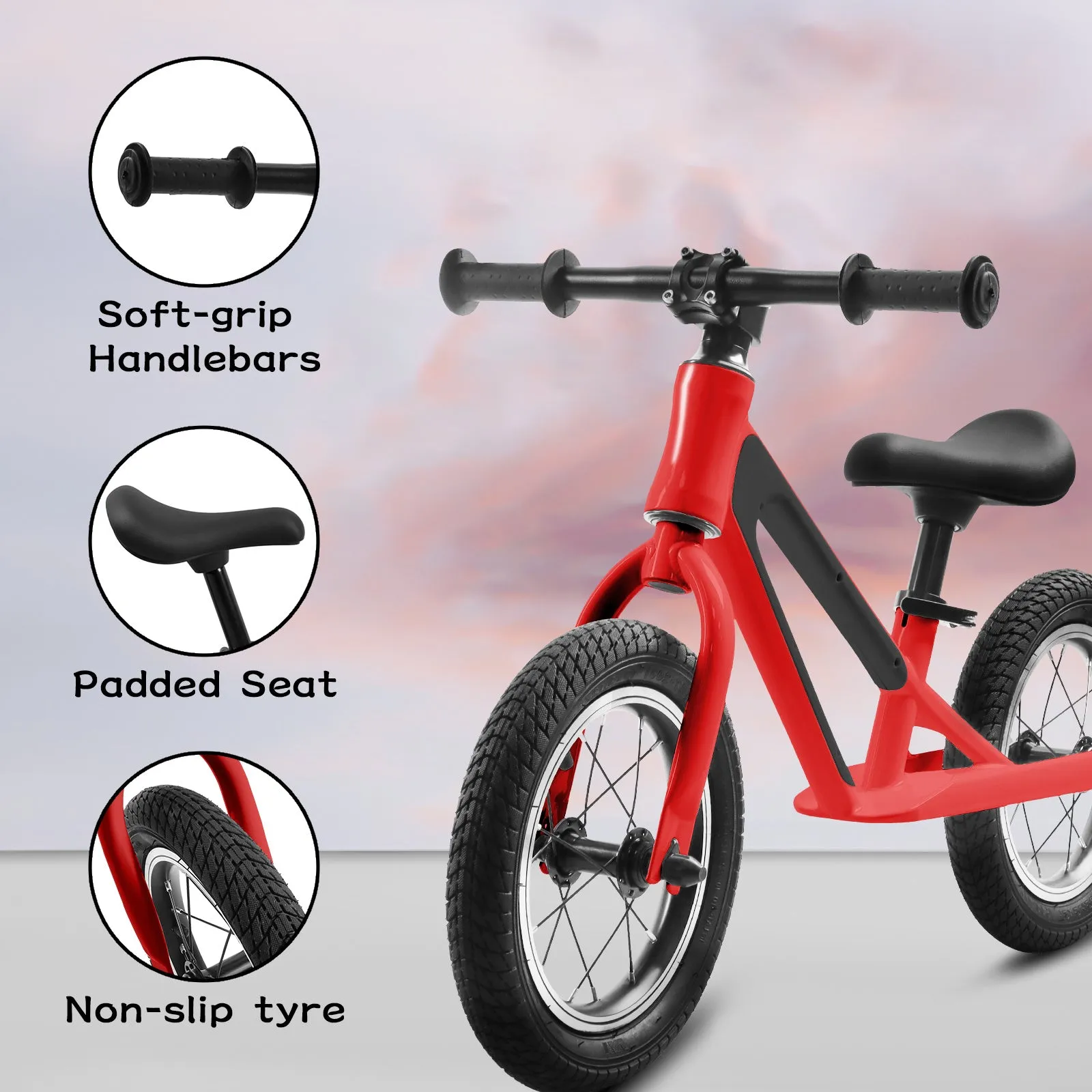 ECARPAT Balance Bike, Magnesium Alloy Frame Toddler Bike,Lightweight Sport Training Bicycle with 12" Rubber Foam Tires,Adjustable Seat for Kids Ages 1-5 Years Old.