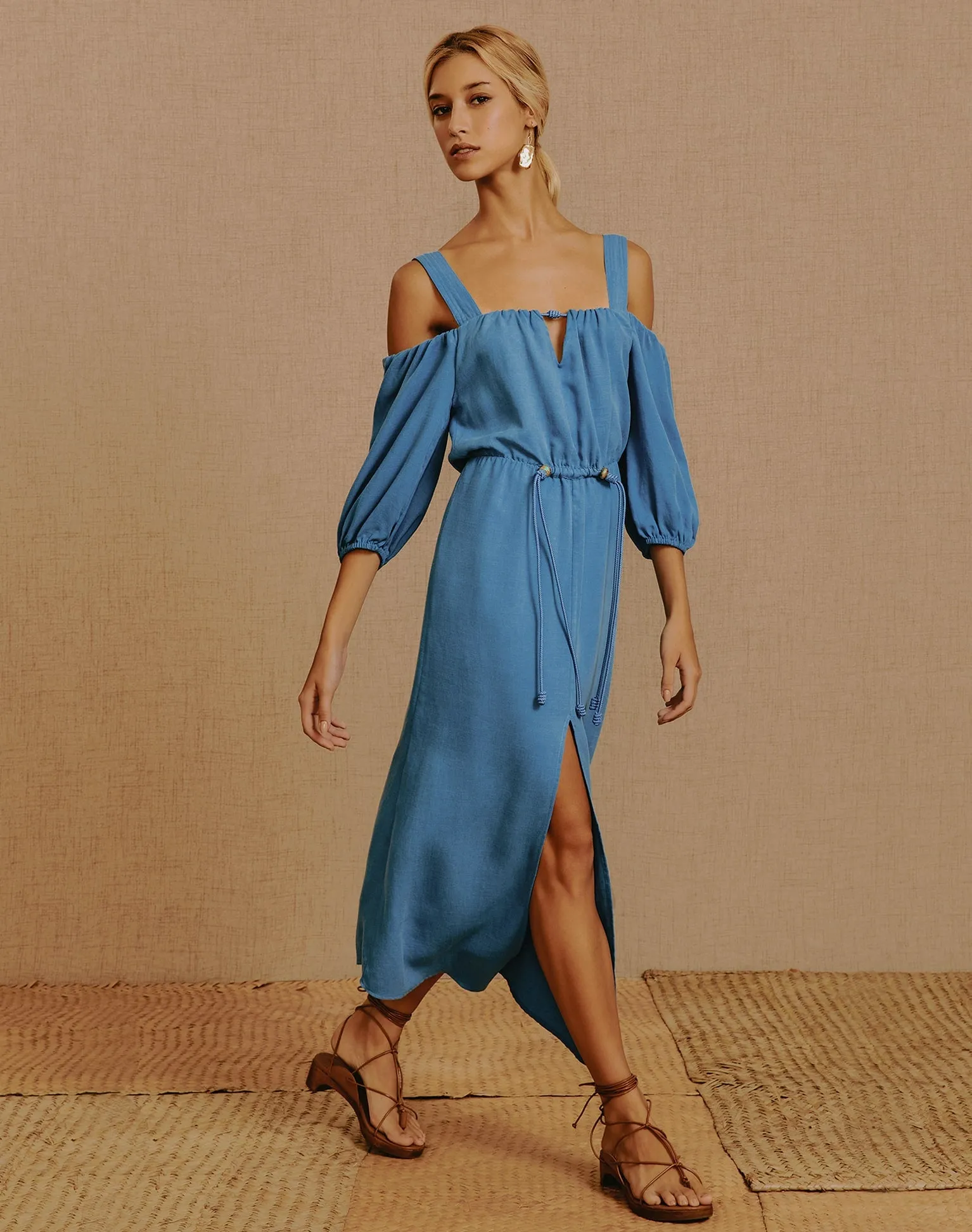 Jade Detail Midi Dress - Pacific