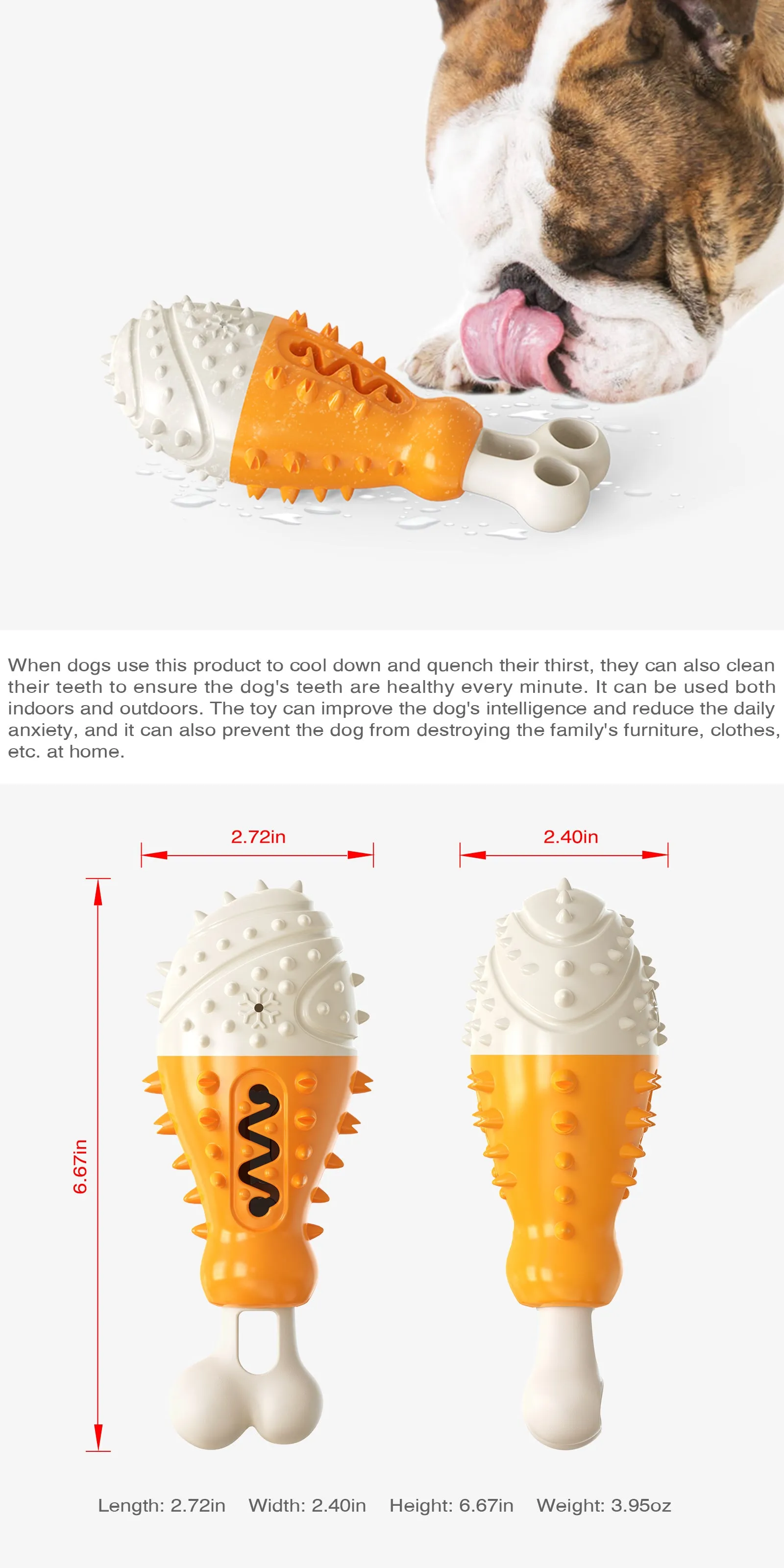 Multifunctional Dog Chew and Food Dispenser Toys for Aggressive Chewers, Turkey Leg, 2 colors