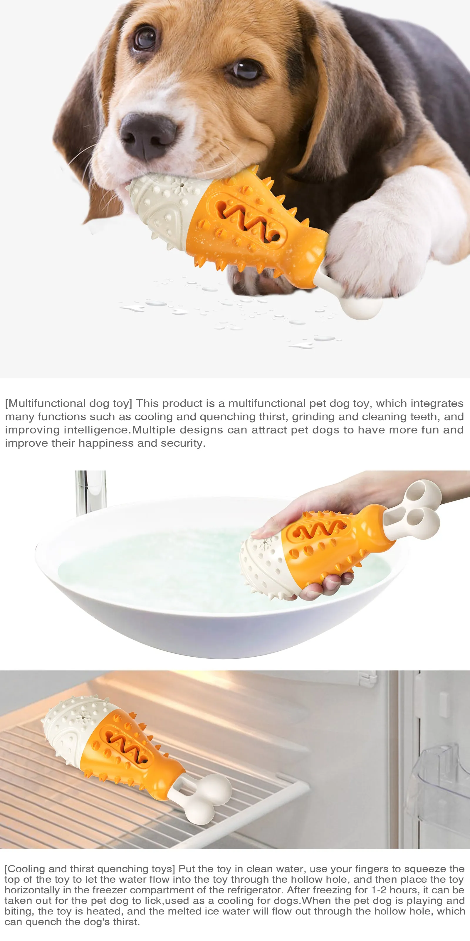 Multifunctional Dog Chew and Food Dispenser Toys for Aggressive Chewers, Turkey Leg, 2 colors