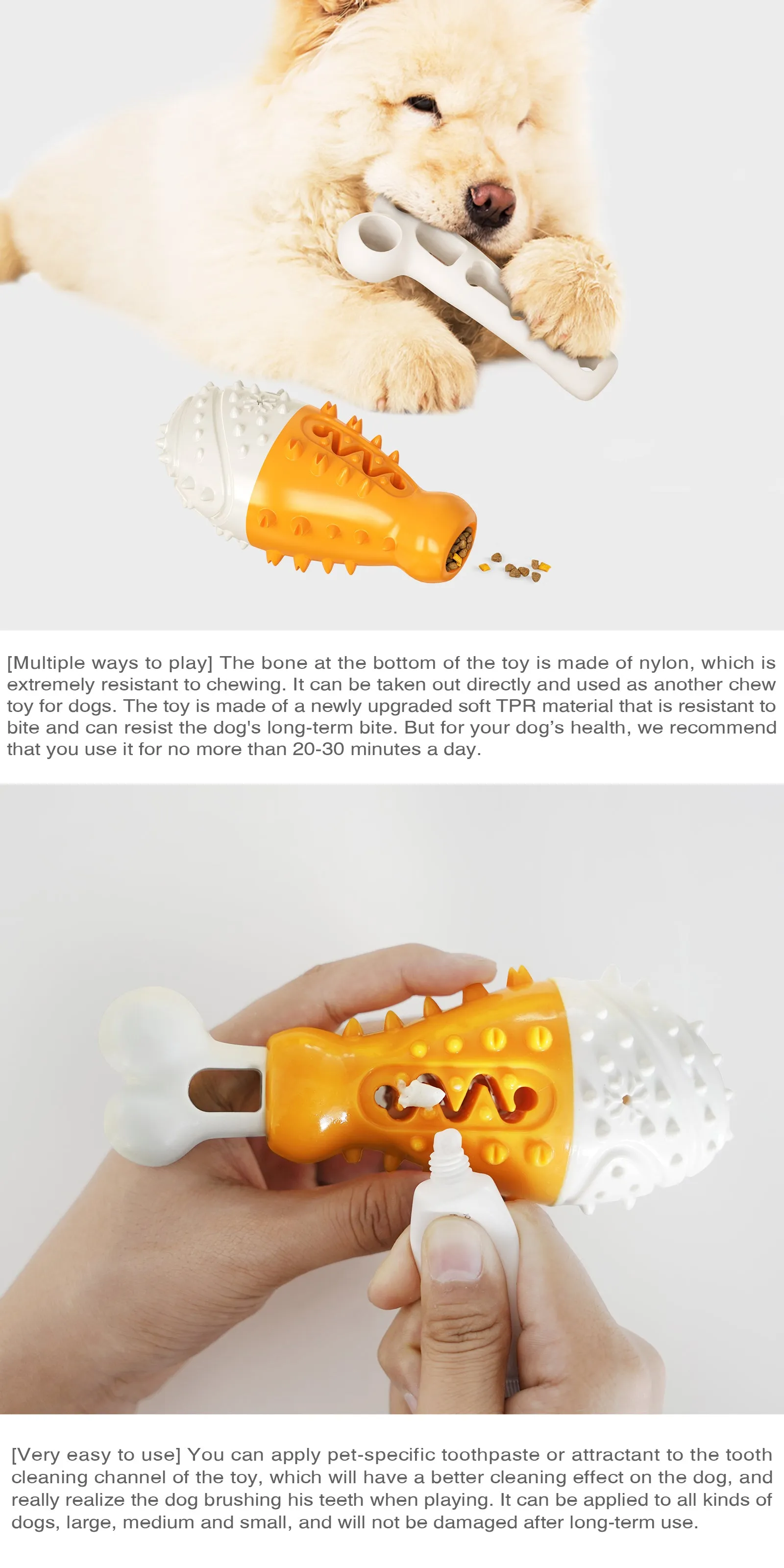 Multifunctional Dog Chew and Food Dispenser Toys for Aggressive Chewers, Turkey Leg, 2 colors
