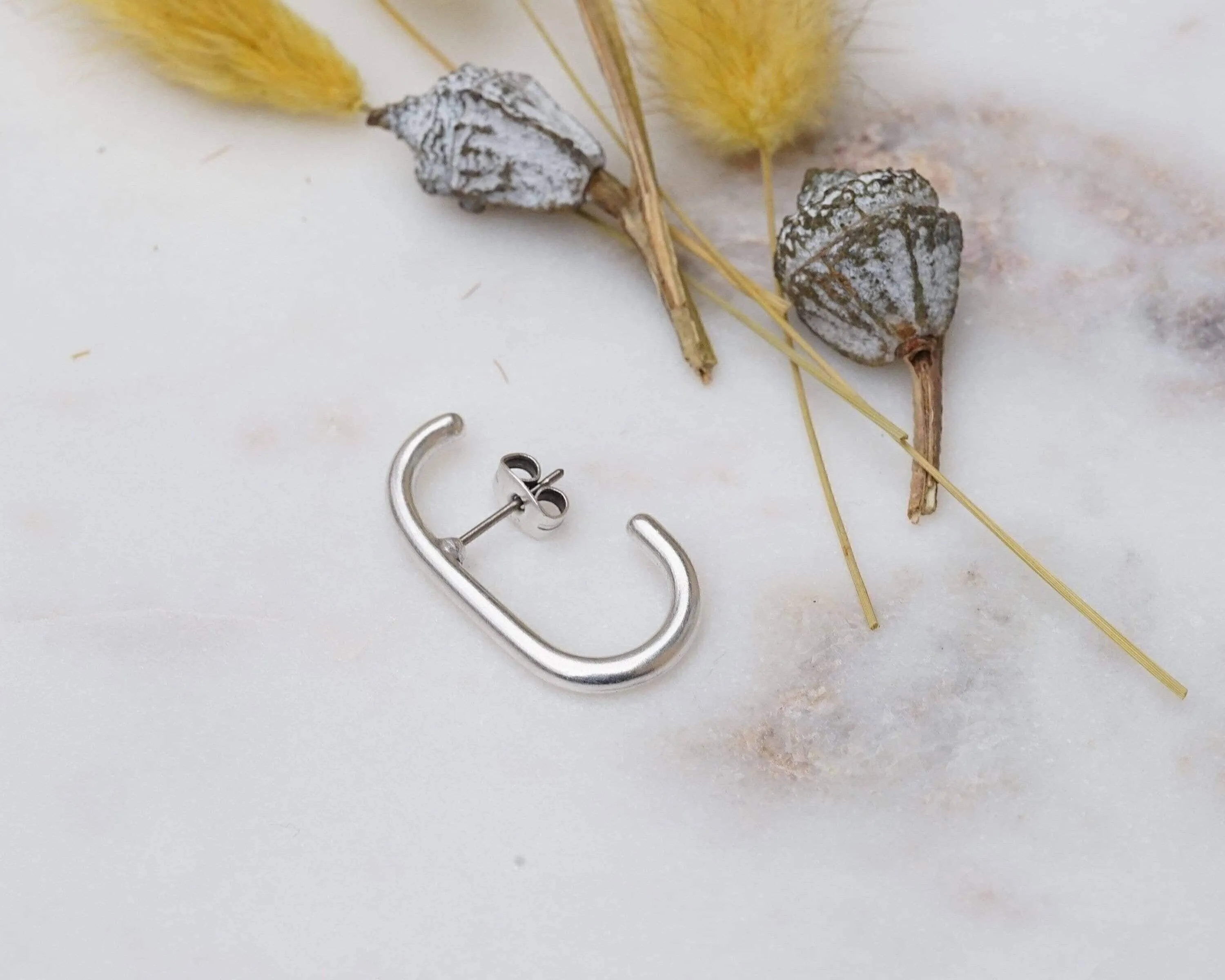 Single Silver Long Lobe Hugger Earring