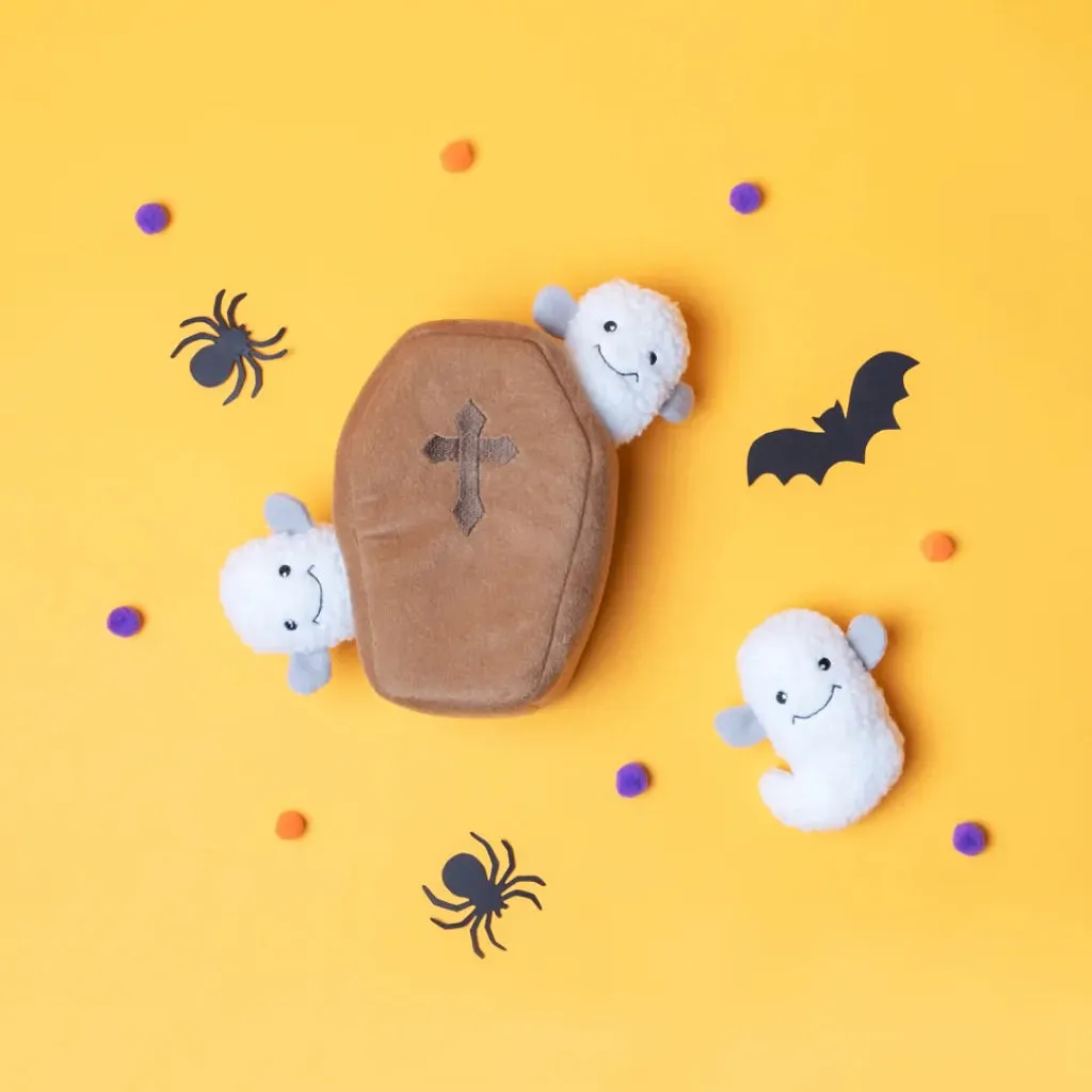 Zippypaws Halloween Coffin with Ghosts Burrow Toy For Dogs